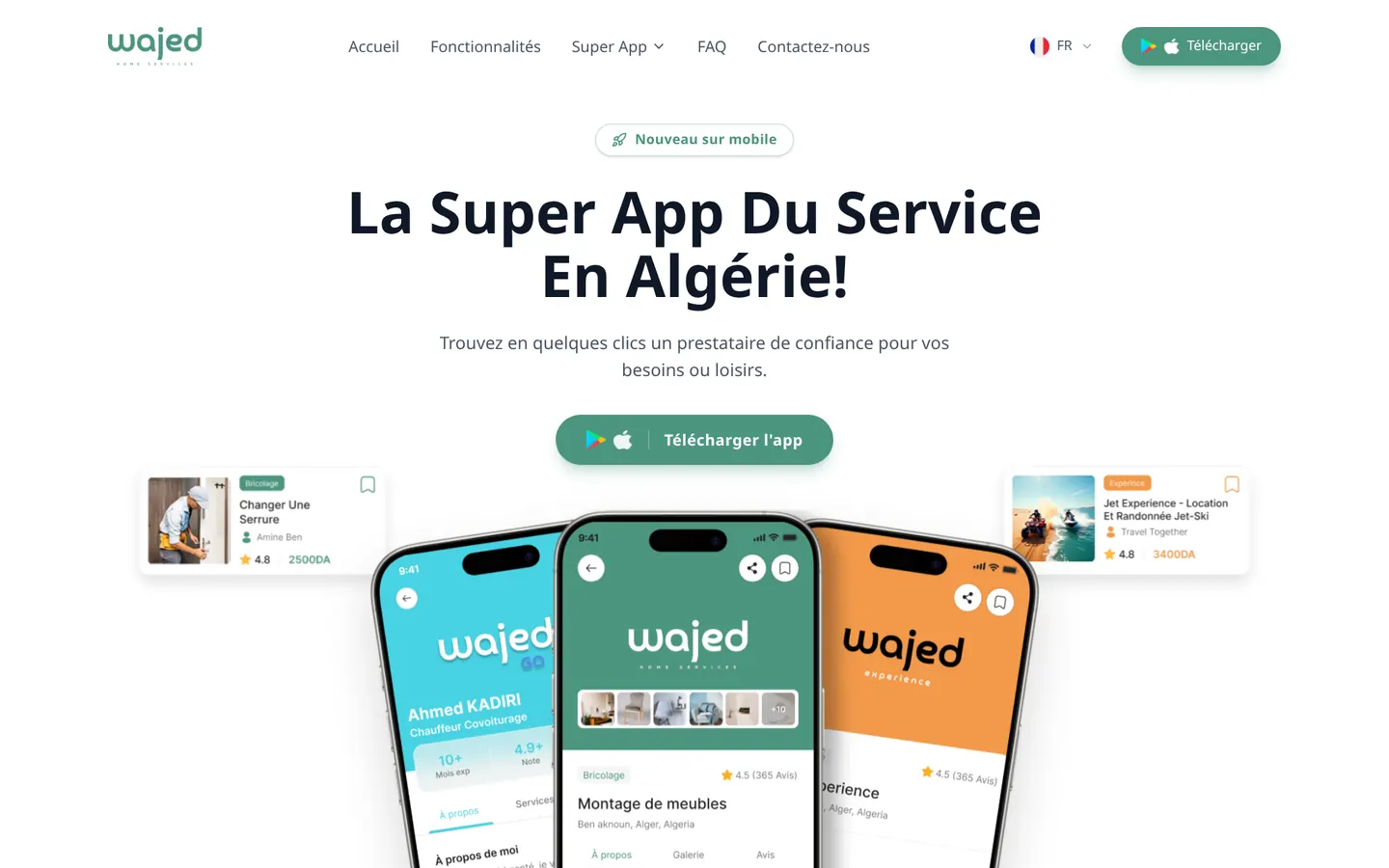Aperçu du site Wajed